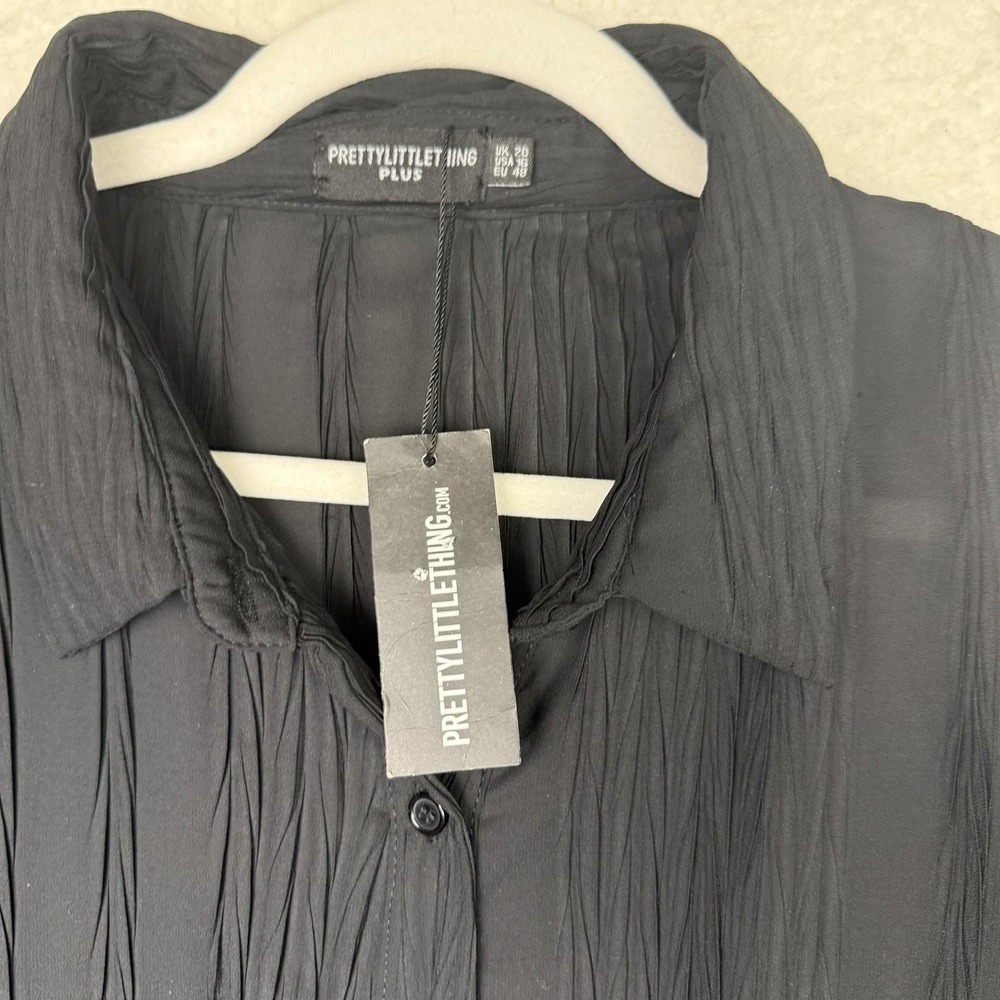 PrettyLittleThing Black Ruched Maxi Shirt Dress - Picture 3 of 8